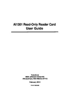 Transcore Card TransCore | AL1301 Read-Only Reader Card User Guide
