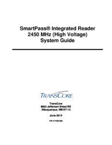 Smartpass Transcore TransCore | AL1611 SmartPass Integrated Reader System Guide
