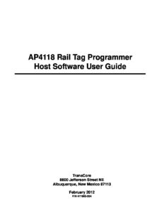 TransCore | AP4118 Rail Tag Programmer Host SW User Guide