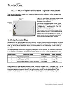 TransCore | IT2231 Multi-Purpose Switchable Tag User Guide
