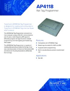 TransCore | 16-0111-001 Rev A AP4118 Rail Tag Programmer