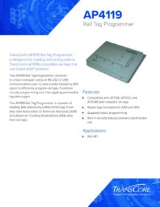 Transcore Programmer TransCore | AP4119 Rail Tag Programmer